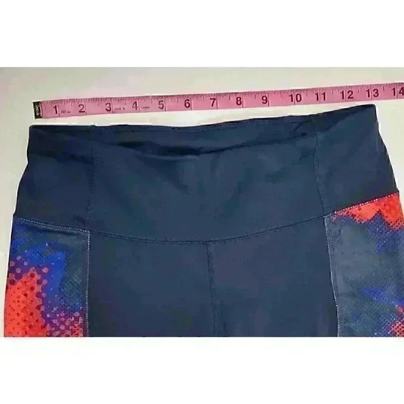 Athleta Women's Athletic Leggings Deep Blue Multicolor Pattern Size Small Mesh - Picture 2 of 9